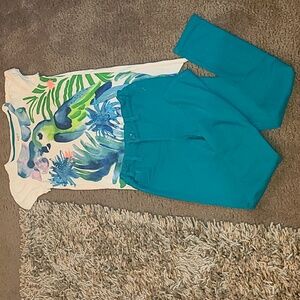 Teal Blue Parrot Tropical Outfit